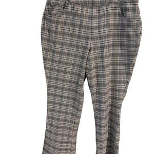 Grey and white plaid flare pants